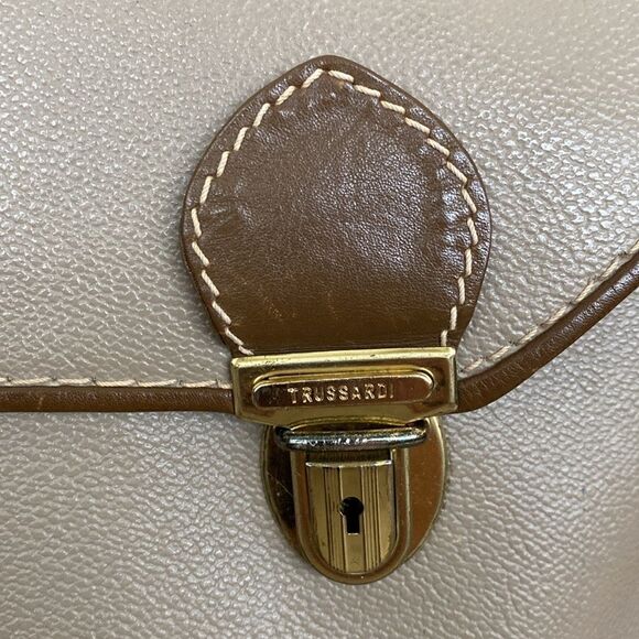 Trussardi Crespo Collection Italian Leather Unisex Messenger Bag Vintage - Picture 8 of 16